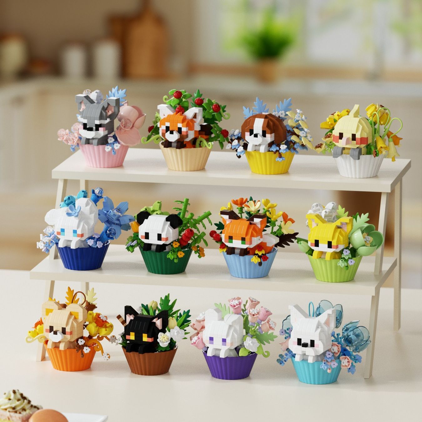 Building Blocks - Cute dessert-style animal series of building