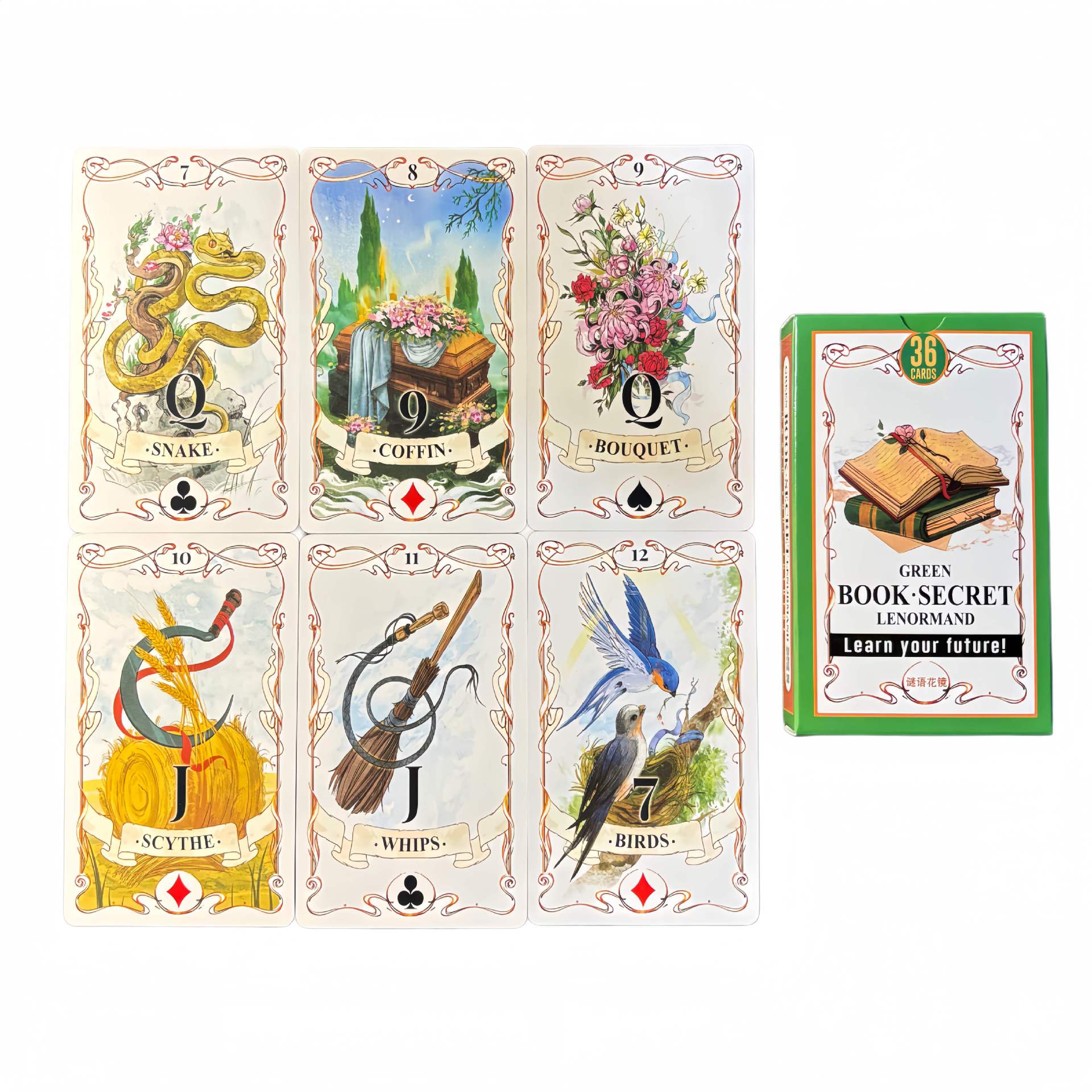 Green Book Secret Lenormand Or - Tarot Cards Deck With Guidebook 评论和价格